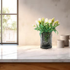 15pcs Artificial Tulips Flowers, Fake Tulips Real Touch, Faux Latex Bouquets, for Party Wedding Home Room Decoration (White)