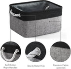 TheWarmHome Storage Basket for Organizing - 1 Pack 14x10x6.7 inch Collapsible Storage Bins for Shelves, Dog Toy Bin for Closet Organizer laundry Gift Cloth Nursery (Grey & Black)