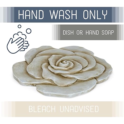 NAT & Jules Rose Flower Shaped Dimensional Indoor Outdoor 12 inch Cast Resin Decorative Garden Stepping Stone, Patio, Walkway Sculpture Yard Art, Stone Grey