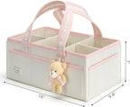 PeraBella XL Diaper Caddy Organizer With Handle, Baby Shower Gifts Basket Bag, Registry Search Must Haves Items, Newborn Girl Boy Nursery Storage Organizer, Baby Bag Essentials, Car Diaper Caddy Cart