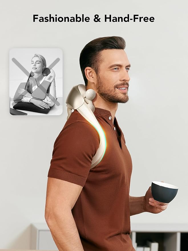 SKG Neck Massager for Pain Relief Deep Tissue Cordless Shiatsu Neck and Shoulder Massger with Heat H7 Ultra