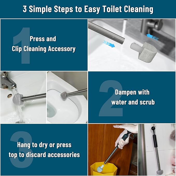 2025 New Pumice Toilet Cleaner 17inch with Handle - Toilet, Pool & Tub Hard Water Stain Remover (1handle+8pumice)