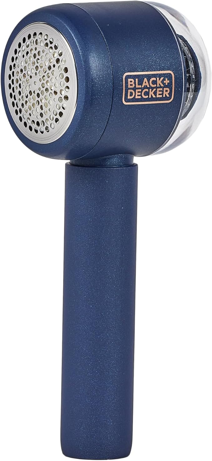 BLACK+DECKER Rechargeable USB-C Fabric & Garment Shaver – Large Capacity Lint Remover for Clothing and Upholstery, 6 Stainless Steel Blades