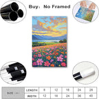 Colorful wildflowers field scenery poster artwork wall decoration wildflowers everywhere wall painting suitable for bedroom home office