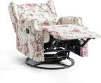 UIXE Swivel Rocker Manual Recliner Chair, Wingback Swivel Glider Fabric Nursery Reclining Sofa Chair, High Back Upholstered Arm Chair for Living Room Bedroom - Beige Floral