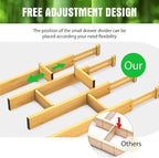 ANTOWIN Bamboo Drawer Dividers Organizers 16pcs, Expandable Drawer Separators Splitter, 17-22 inches Long Adjustable Spring-loaded Organizer for Large Utensil, Clothes, Tools Drawers (8+8)