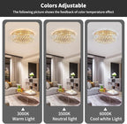 6-Lights Gold Crystal Flush Mount Chandelier Light Fixture K9 Crystals Modern Ceiling Lights Elegant Pendant Lamp for Bedroom,Hallway,Bar,Living Room,Dining Room,H5.9 xW20 (Bulbs Not Included)