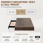 Wood Floating Shelves for Wall, 24" Floating Shelves Wall Mounted, Rustic Old Elm Wood Shelves for Home Decor, Heavy-Duty Storage Shelves for Books, Bathroom, Kitchen, Walnut Color, Set of 2