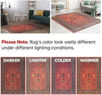Keen Home Design 9x12 Rug - Machine Washable Area Rug with Non-Slip Backing, Ideal for Living Room, Dining Room, Bedroom - Vintage, Easy Clean, Durable, Low Pile Rug - (9' x 12')