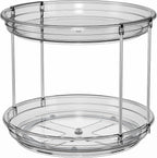 LAMU 2 Pack 2 Tier Lazy Susan Turntable Organizer 10.6'' Rotating Spice Rack Organization for Cabinet, Kitchen, Pantry, Countertop, Bathroom, Vanity, Medicine Cabinet Organizer, Grey