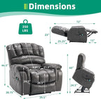 VIVIJASON Large Dual OKIN Motor Lay Flat Sleeper Lift Recliner Chair with Heat & Massage for Elderly, Infinite Position Electric Power Recliner with 2 Remote Controls, Side Pockets & USB Ports, Gray