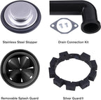Waste Maid 10-US-WM-458-SL-3B Garbage Disposal Anti-Jam Stainless Steel Food Waste Grinding System, 3/4 HP Slim Line, Black