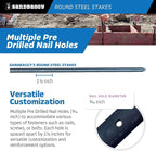 Sandbaggy Round Steel Concrete Form Stakes with Nail Holes - Rust Resistant Coating - Removable, Reusable (5, 3/4 in X 24 in)