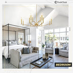12 Light Gold Living Room Chandelier High Ceiling Foyer Candle Chandelier Large Modern Brass 44in Metal Chandeliers Hanging Light for Master Bedroom Dining Room Light Fixture Over Table
