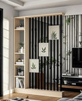 Wall Room Divider, Storage Cabinet Storage Display with Shelves, Modern Freestanding Wood Room Divider Screen, Wall Privacy Screens for Home Decorative (Beige+Black,55" L x 9.5" W x 79.5" H)