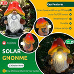 Solar Mushroom Gnomes Garden Statues Outdoor Decor with Night Glow,Cute Fairy Garden Statues for Yard,Pathway,Lawn Art Ornamen,Spring,Easter,Birthday Christmas Women Mom Gift Idea (Red)