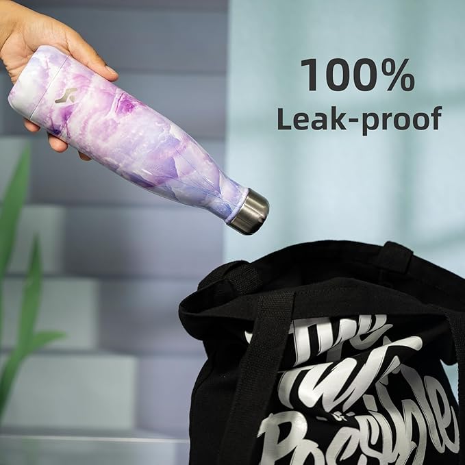 Insulated Water Bottles,17 oz Double Wall Stainless Steel Vacumm Metal Flask for Sports Travel,Marble Dawn