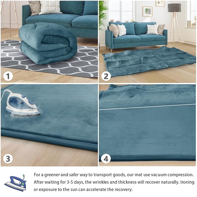 Baby Play Mat 1.2" Thick Memory Foam Nursery Rug Area Rug, 13’1” X 6’7” Yoga Mat Playmat Crawling Mat for Baby,Toddlers, Infants, Kids,Floor Mat Tatami Mat for Living Room with Non-Slip(Green)