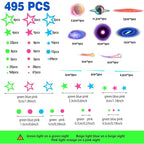 Spakon 495 Pcs Glow in The Dark Moons and Stars Wall Decals for Ceiling,Glowing Planets Wall Stickers Removable Galaxy Solar System Space Decal Nursery Stickers for Kids Bedroom Living Room Decor