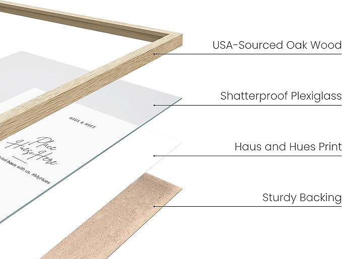 HAUS AND HUES Beige Wood Oak 12x16 Picture Frame, Set of 3 - Modern Wood Wall Art Display - Lightweight 12x16 Frame Set of 3 for Art Prints, Photos, Posters - Ready-to-Hang Vertically & Horizontally