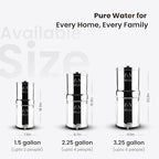 Gravity Water Filter System 2.25 Gallons NSF Certified - AISI 304 Stainless Steel Countertop Water Filtration with 2 Smart (Black) Carbon Filter Elements & Stainless Steel Water Spigot
