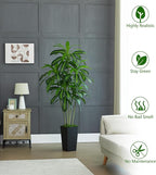 Artificial Dracaena Tree Artificial Silk Tree Faux Tree with White Tall Planter Fake Tropical Yucca Floor Plant (1, White Tall Planter, 5 FT)