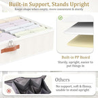 Yawinhe Under Bed Storage Containers, 2 Pack, Bin with Lids, Collapsible Closet Organizers, with Sorting Card Slot and 4 Leather Handles, for Blanket, Bedding, 31.5''Lx15.7''Wx6''H, Beige