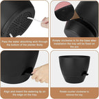 Plant Pots 10/9/8/7.5/7 Inch Self Watering Pots, Set of 5 Plastic Planters with Drainage Holes and Saucers,Plastic Flower Pots,Nursery Planting Pot for Indoor Out Door Plants(All Black)