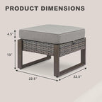 Outdoor Ottoman Wicker Patio Footrest - 2 Piece Wicker Footrest Footstools Set with Sturdy Frame,All-Weather PE Wicker, Thick Cushions for Deck Porch Garden(Mixed Grey/Grey)