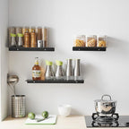 JOOM Metal Wall Shelf, Black Floating Shelf, Small Bathroom Shelf, 16" Display Shelves for Wall Storage (Black, 16 in)
