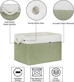 Bidtakay Large Fabric Baskets for Organizing [3-pack] Closet Organizers and Storage Baskets for Gifts Empty Foldable Nursery Baskets for Toy Storage 15 X 11 X 9.5 Inches (White&green)
