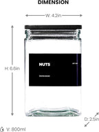 27 oz Glass Storage Jars with Bamboo Lid, set of 6, glass canisters with airtight lids, Clear jars with lids for Cookie, Candy, Tea, Coffee Bean and Rice, Black