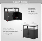 Garden Potting Bench with Storage Cabinet,Outdoor Gardening Table & Work Bench for Plants, Horticulture,Outdoor Workstation with Stainless Steel Tabletop,Outdoor Work Table