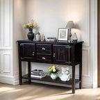Solid Wood Farmhouse Console Table,Sofa Table with Storage Drawers and Shelves,Entryway Table for Entry Hallway Foyer Sofa Side Table,Fully Assembled(48" Espresso)