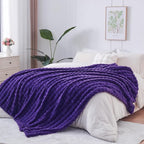 NEWCOSPLAY Faux Fur Twin Blanket Purple Bubble Blanket Thick Warm Soft for Couch Sofa Bed 550GSM (Purple, Twin(60"x80"))