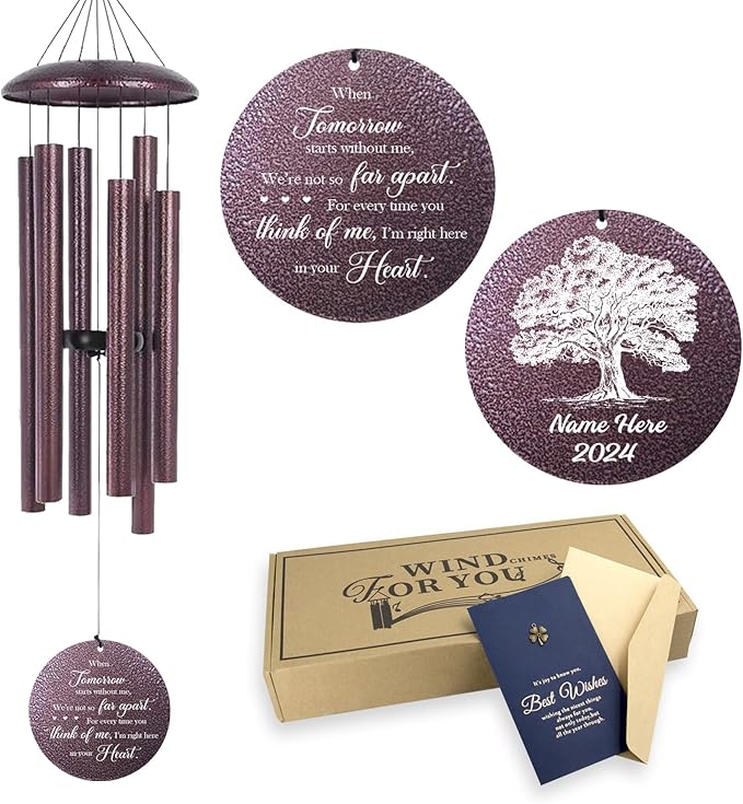 ASTARIN 36" Large Deep Tone Personalized Sympathy Wind Chimes, Memorial Wind Chime for Loss of Mother Father Loved One, Tree of Life Bereavement Gifts Decor Outdoor Patio Garden
