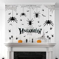Halloween Spider Web Bat Patterns Wall Decals - Peel and Stick Removable Stickers for Scary Theme Party Decorations