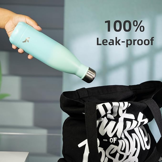 Insulated Water Bottles,17 oz Double Wall Stainless Steel Vacumm Metal Flask for Sports Travel,Mint