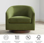 CHITA Swivel Accent Chair, FSC Certified Upholstered Velvet Barrel Chair for Living Room, Fully Assembled, Forest Green