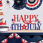 COCHIE Metal Happy 4th of July Sign, Red Blue and White Decorations for Home, Office, Shelf, Mantel, Indoor, Fouth of July Decoration, Patriotic Star Decor (Independence Day)