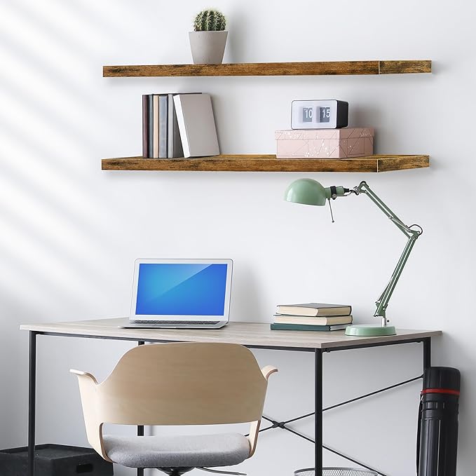 Sorbus Floating Shelves for Wall - 35 Inch Long Bathroom Shelves, Wall Decor for Bedroom, Kitchen, Living Room & Book Storage - Mounted Floating Shelf with Invisible Brackets (Rustic Brown, 3 Pack)
