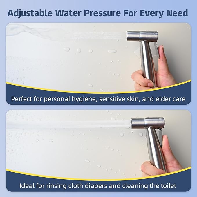 Handheld Bidet Sprayer for Toilet - Bidets for Existing Toilets Adjustable Water Pressure with Bidet Hose for Feminine Wash, Stainless Steel Muslim Shower Jet Spray for Toilet