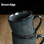 famiware Coffee Mugs Set of 4, Ocean Round 11.5oz Coffee Cup Set with Handle for Cocoa, Milk, Hot Chocolate, Stoneware Cups for Kitchen, Reactive Glaze, Microwave Dishwasher Safe, Deep Forest
