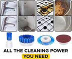 Electric Scrubber Power Cordless, Portable 360 Handheld Washing Cleaning Machine with 6 Replaceable Brush Heads, High Rotation for Bathroom, Floor, Kitchen, Car, Sink, Wall, Window