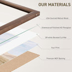 12x16 Picture Frame Set of 4 Natural Solid Walnut Photo Frames with 8.5x11 Removable Mat Wall Hanging Large Handcrafted Frame with HD Plexiglass Wall and Tabletop Display Large Poster Frame