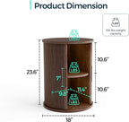 LINSY HOME Round Fluted End Table, Tall Side Table with Sliding Tambour Door and Storage Shelf, Modern Bedside Table, Mid-Century Nightstand for Living Room, Bedroom, Walnut