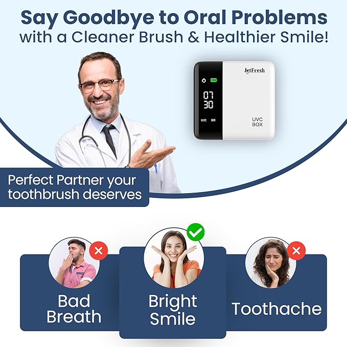 UV Toothbrush Sanitizer Holder & Cleaner with LED Clock Display & Hot Air Drying – Wall-Mounted UV Tooth Brush Holder for Bathroom Decor, Travel Use, Rechargeable Portable Design, Fits All Brushes