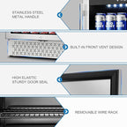Tylza Beverage Refrigerator 24 Inch, 190 Can Built-in/Freestanding Beverage Cooler Fridge with Glass Door and Advanced Cooling Compressor for Beer and Soda or Wine, Low Noise, 37-64 F