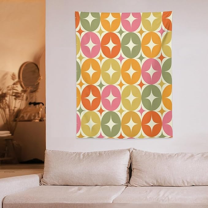 ICMOLYYENLO Abstract Cat Tapestry, Medieval Abstract Atomic Star Cat Vintage Home Wall Hanging Art Tapestry for Bedroom Living Room Dormitory 30x40 Inch