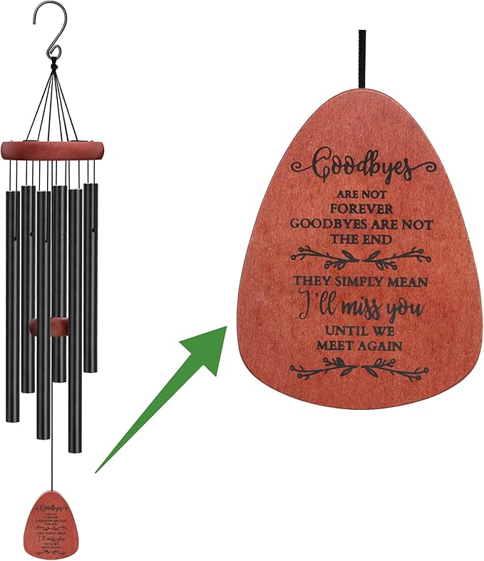Memgift Memorial Wind Chimes - Sympathy Gift for Loss of Parent, Weather-Resistant Outdoor Keepsake for Patio in Memory of Loved One